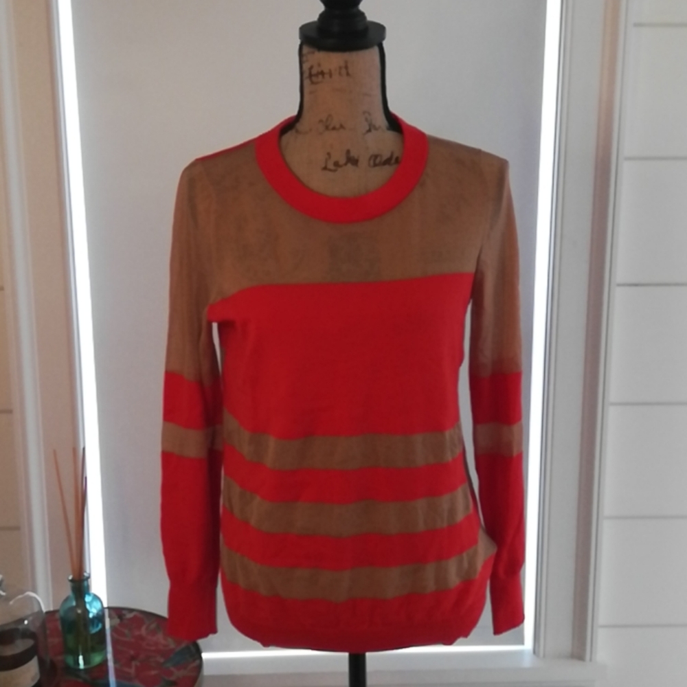 Orange & Tan Sheer Top
